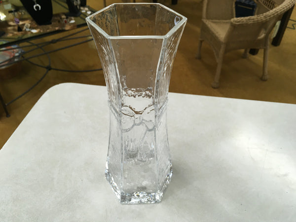 SEA Glasbruk AB raised ribbon Sweden Art Glass vase 9.5”