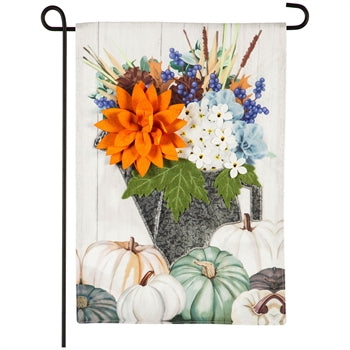 Soft Floral Watering Can Garden Linen Flag
