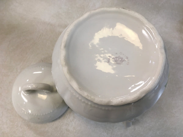 Vintage Red rose gold decorative design sugar bowl with lid
