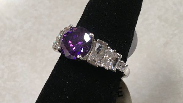 Purple CZ fashion ring size 8