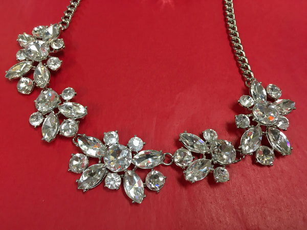 Clear Crystal statement necklace set