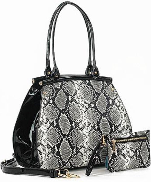 Black Elegant Snakeskin Handbag