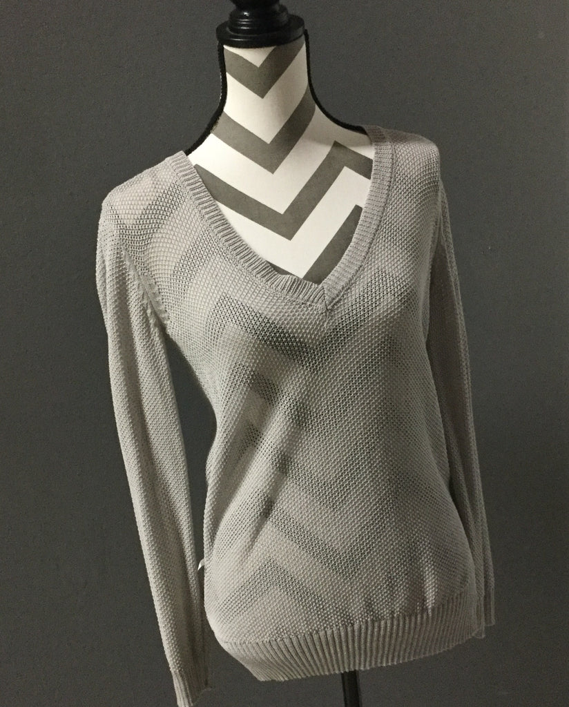 Silver V Neckline fishnet Sweater top