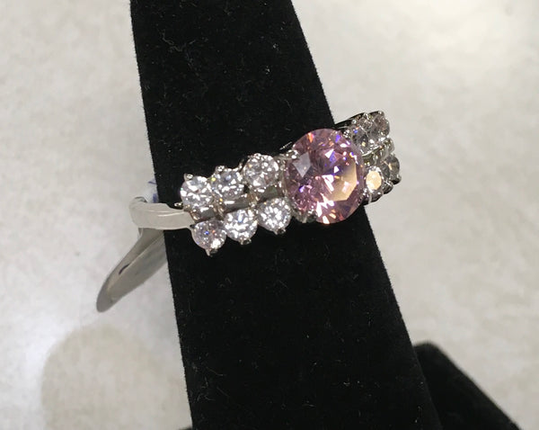 Pink CZ accent ring size 8