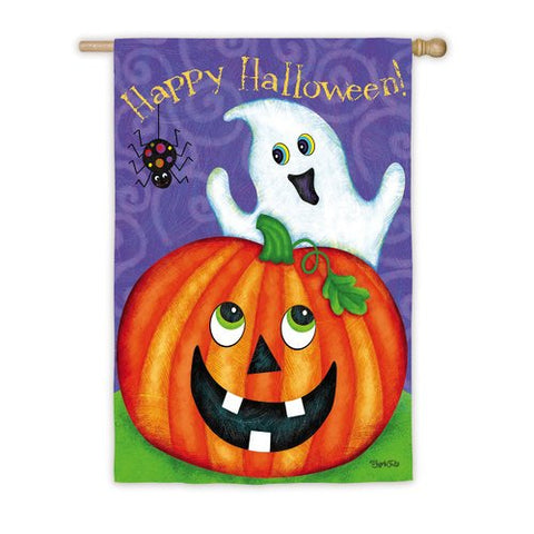 Happy Ghost Halloween house flag