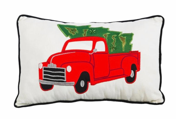 Red truck lumbar pillow