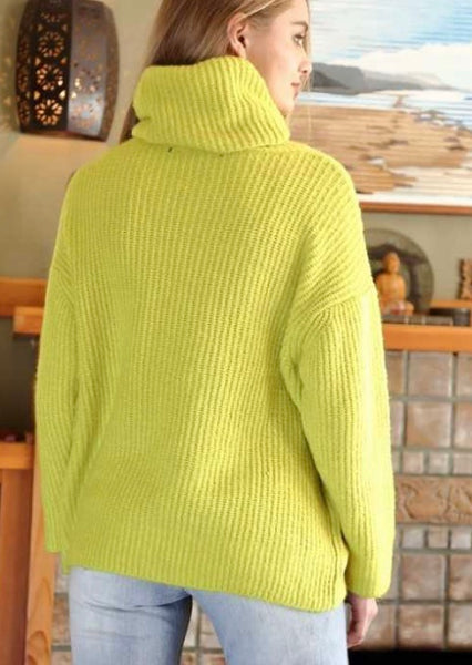 Lime GREEN turtleneck sweater