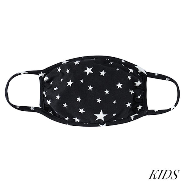 KIDS Reusable black Star Print cloth Face Mask