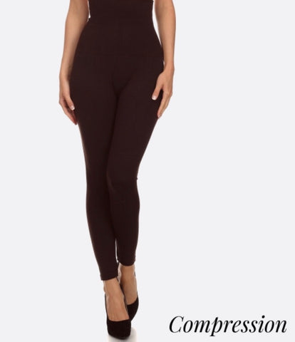 Coffee brown high waisted compression legging