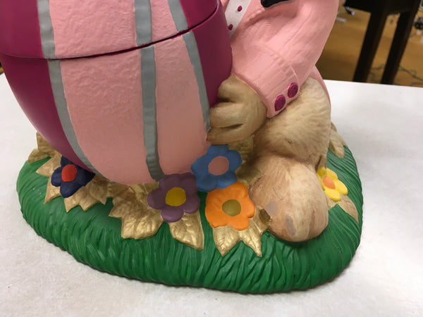 Vintage Bunny Rabbit with pink egg trinket candy holder