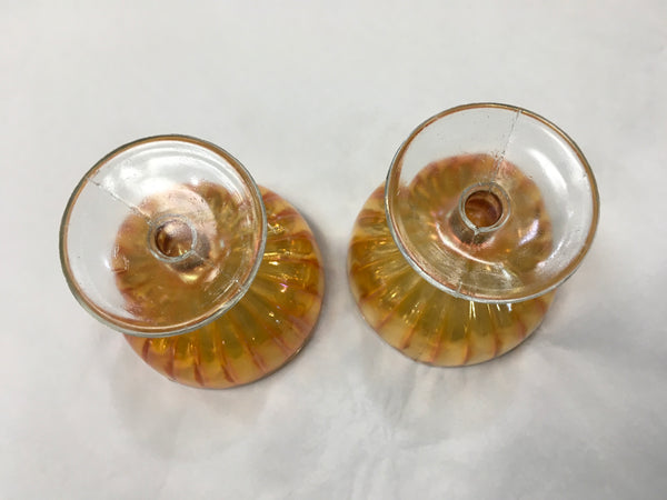 Vintage amber carnival ice cream dish clear footed preowned set of 2