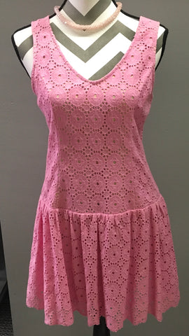 Pink lace lined dress