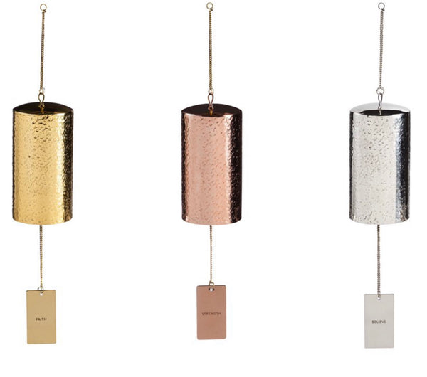 Silver Believe Hammered Metal Wind Bell