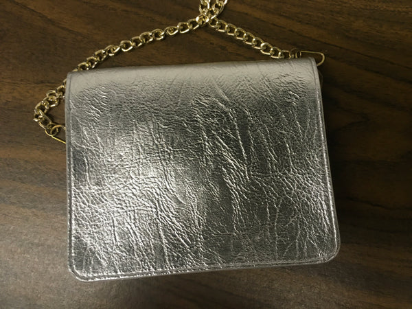 Silver studded bow small crossbody bag