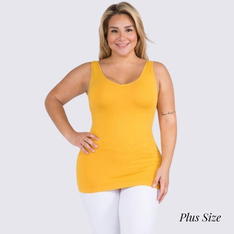 Mustard v neck reversible tank top Plus