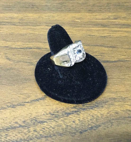 Men’s vintage CZ plus stones gold fashion design ring sz 9.5