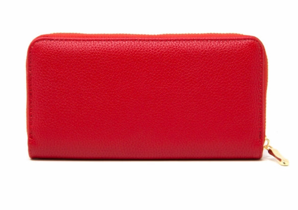 Red Zipper faux leather wallet