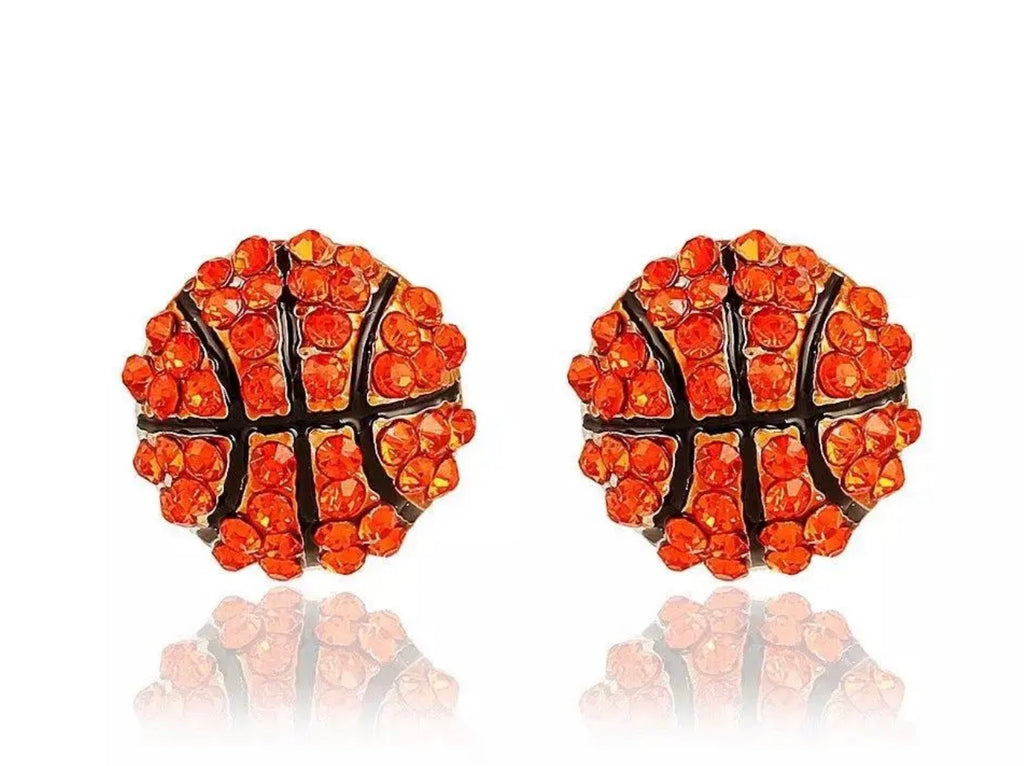 Basketball Faux Diamond Stud Sports Earrings