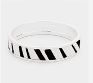 Zebra genuine leather cuff bracelet