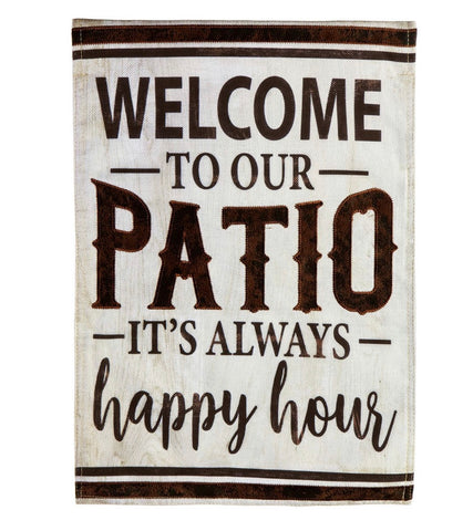 Welcome to Our Patio Garden Burlap Flag