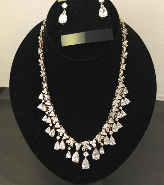 CZ statement necklace set