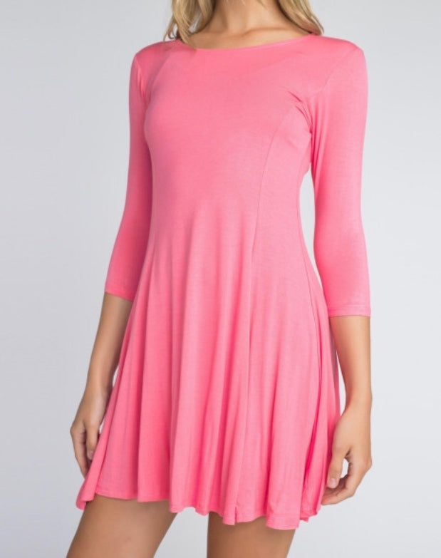 Coral pink jersey knit dress