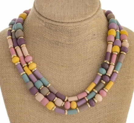 Pink multi trio layer necklace