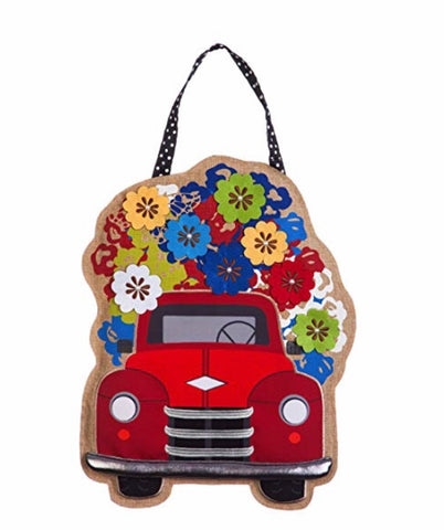 Red flower truck door decor