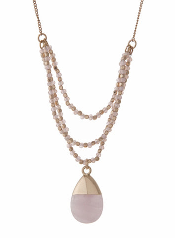 rose quartz natural stone pendant necklace