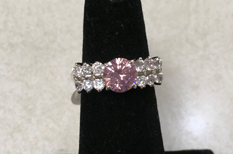 Pink CZ accent ring size 8