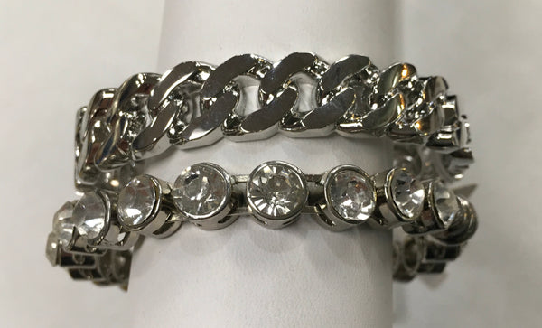 Silver rhinestone magnetic bracelet