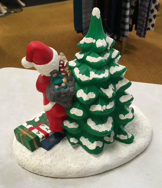 Santa with Christmas tree ceramic Preowned