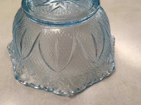 Ice Blue crimped ruffled bowl Princess House preowned