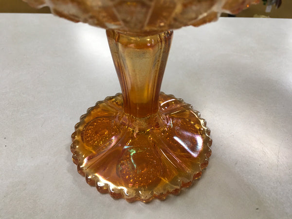Marigold Carnical Glass Compote sawtooth rim Preowned