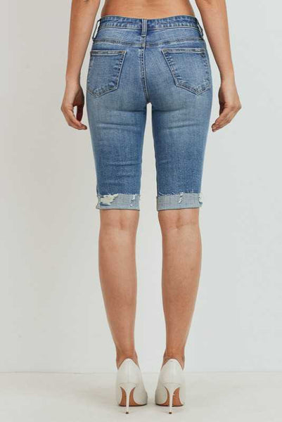 Denim MID RISE CUFF BERMUDA SHORTS