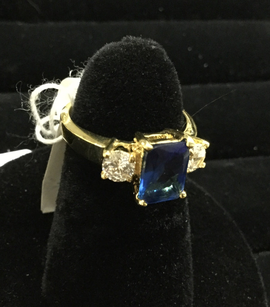 Sapphire blue crystal ring size 6