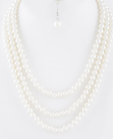 Pearl ivory triple strand necklace set