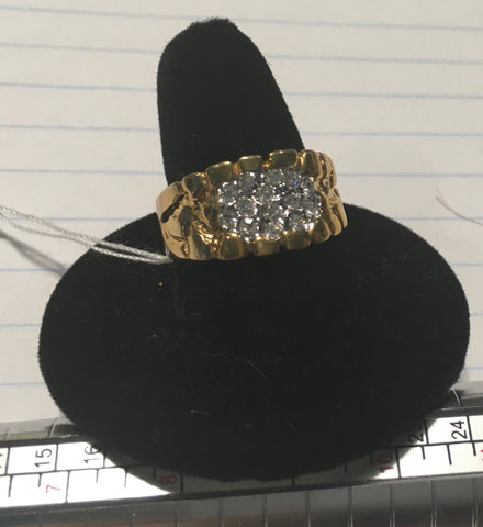 Vintage 14 CZ nugget gold ring sz 9.5