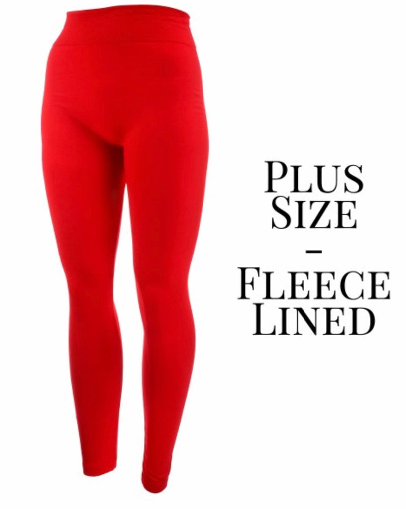 Red fleece leggings PLUS
