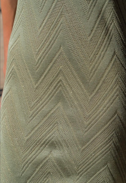 Olive Zigzag Knitted Dress