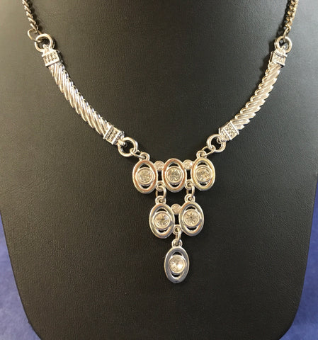Crystal CZ rhinestone drop  necklace