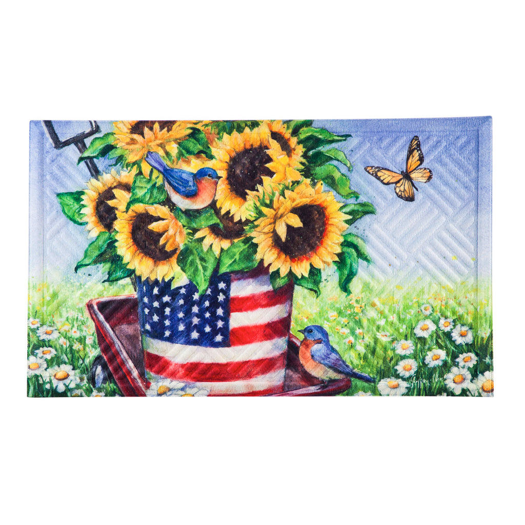 Patriotic Sunflower Wagon Embossed Floor Mat