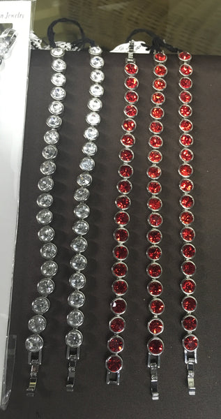 Ruby red or crystal rhinestone tennis bracelet