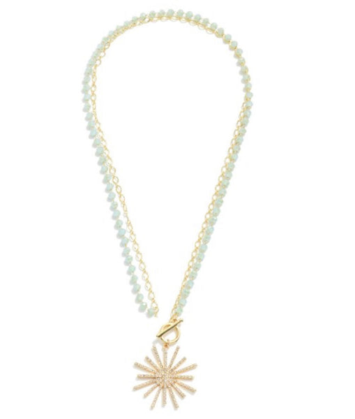 Mint bead starburst necklace