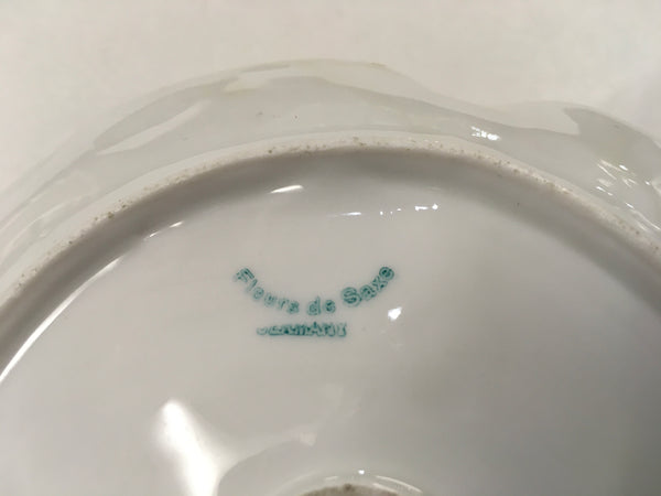 Vintage candle holder Fleurs de saxe with gold trim preowned