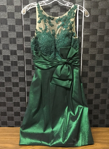 Sequin lace emerald sleeveless Formal Dress Size 6 pre owned