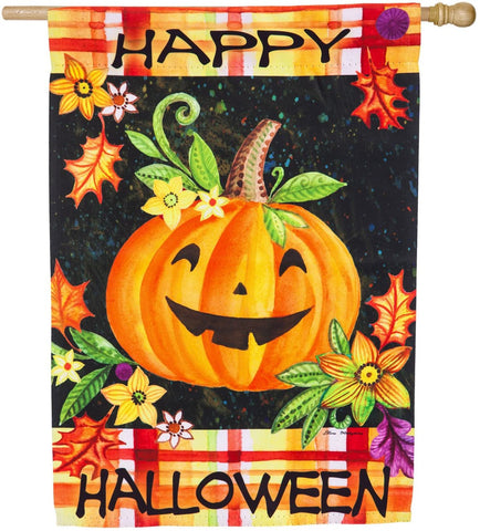 Happy jack o lantern house flag