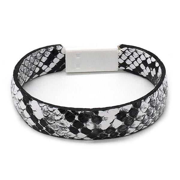 White Snakeskin Lightning Cable USB Charger Bracelet