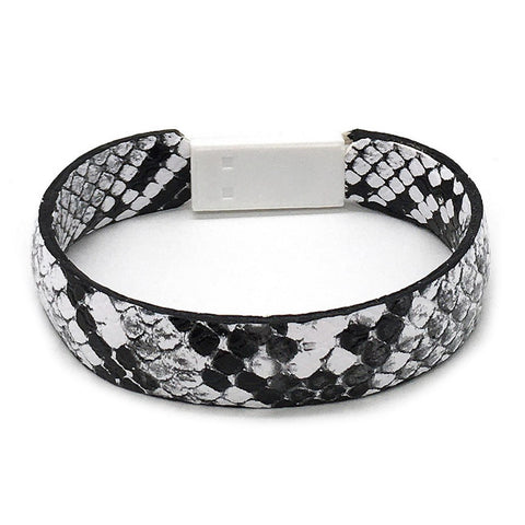 White Snakeskin Lightning Cable USB Charger Bracelet