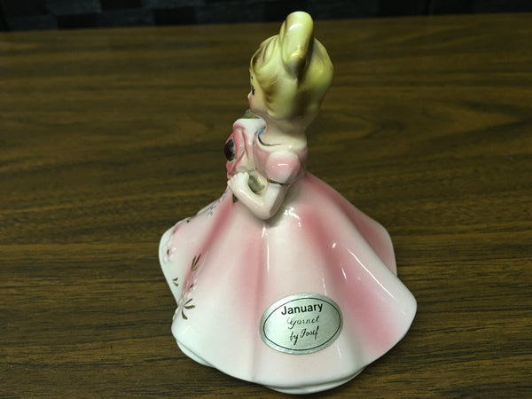 January Garnet girl birthday figurine